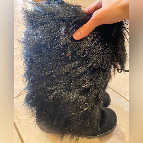 Pajar Goat Hair Fur Scarlet Apres Ski Fleece Lined Black Winter Boots Size 39 - Picture 6 of 16